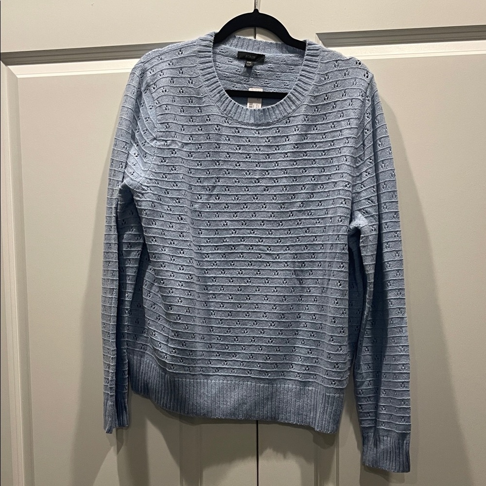 J. Crew Pointelle Crewneck Sweater in Light Blue size XXL NWT